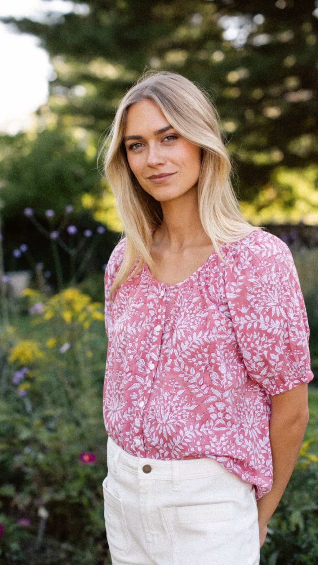 Everly Top - Faded Rose Lace Floral