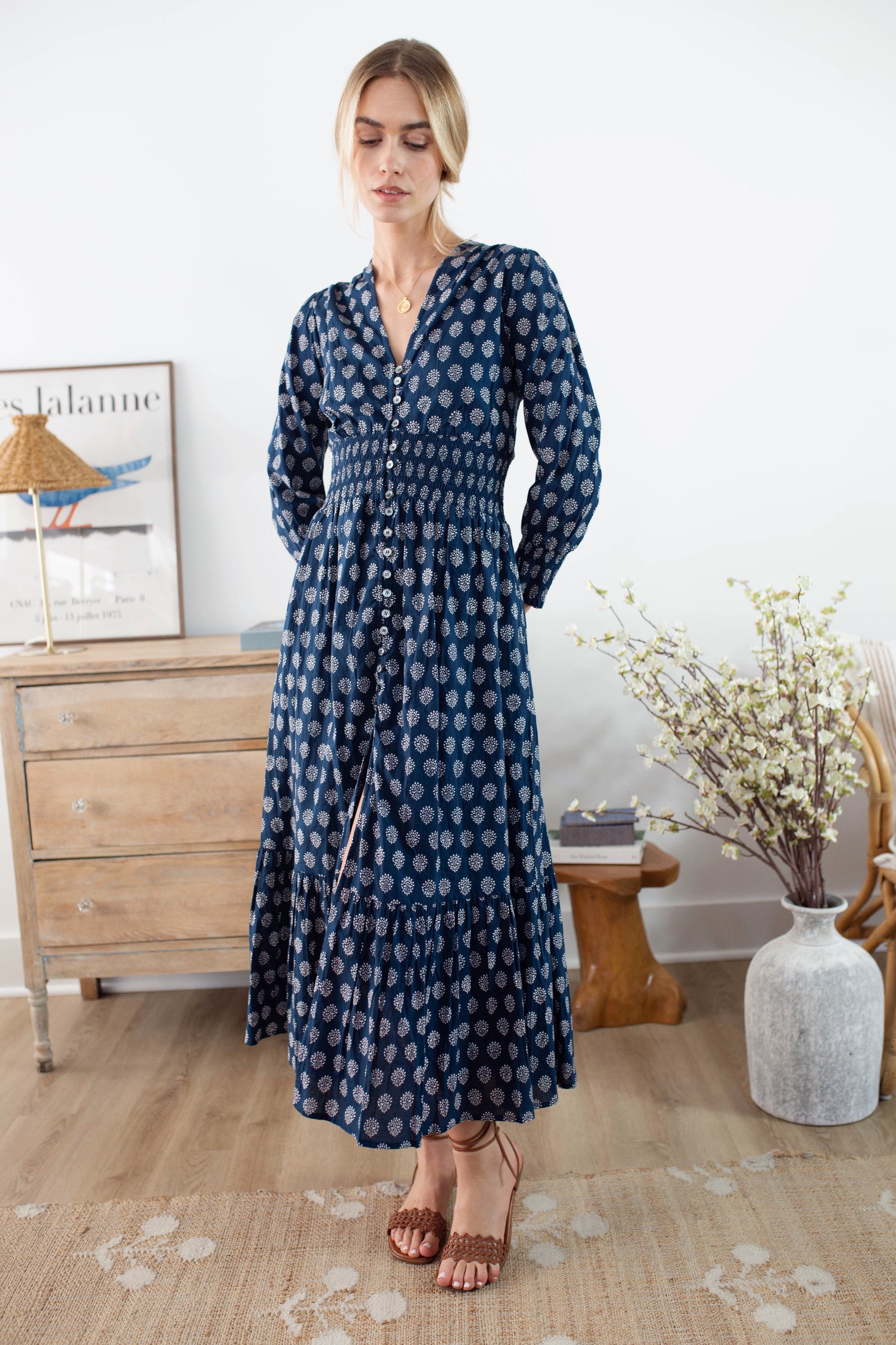 Francesca Dress - Navy Mini Meadow