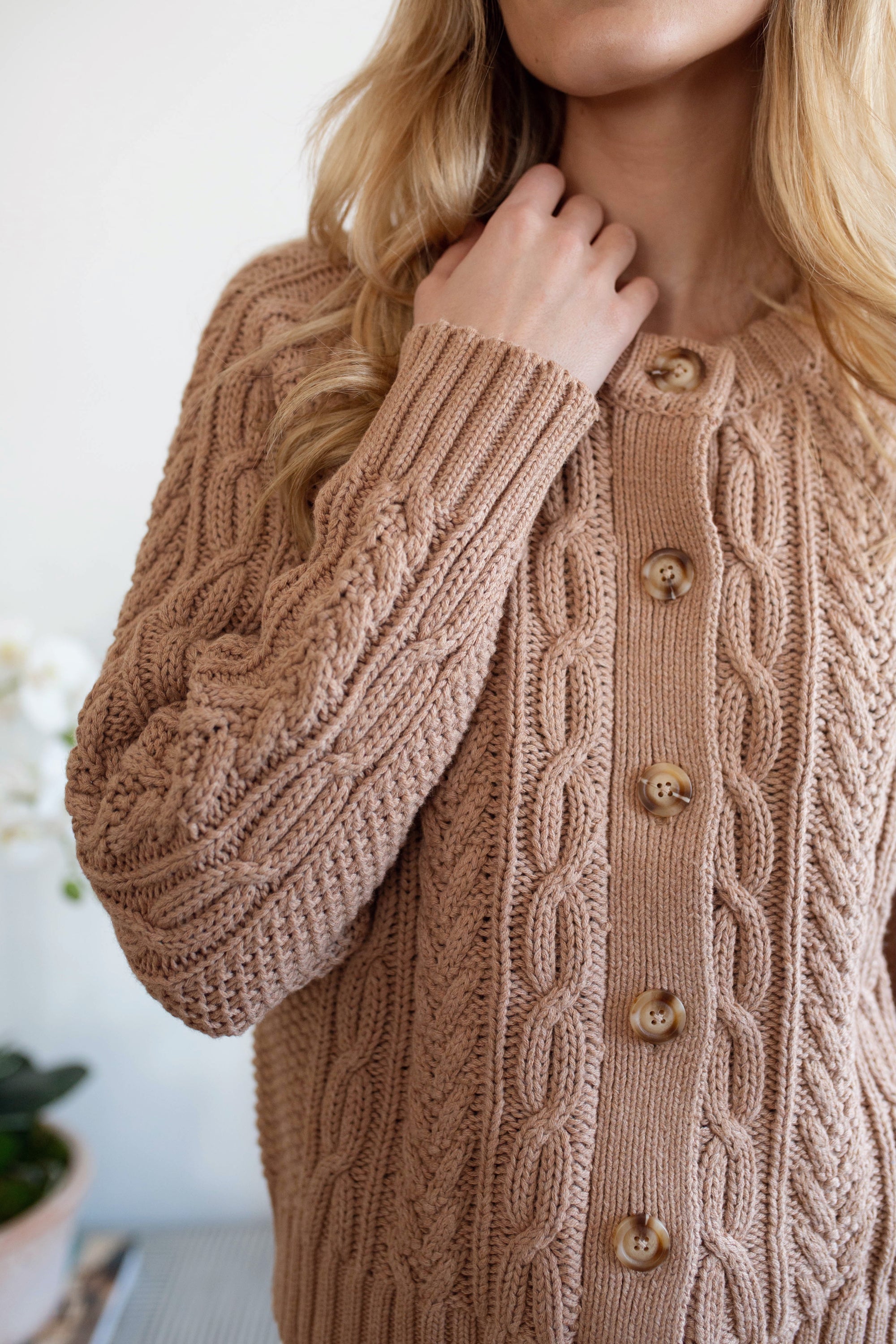 Cable Cardigan - Camel