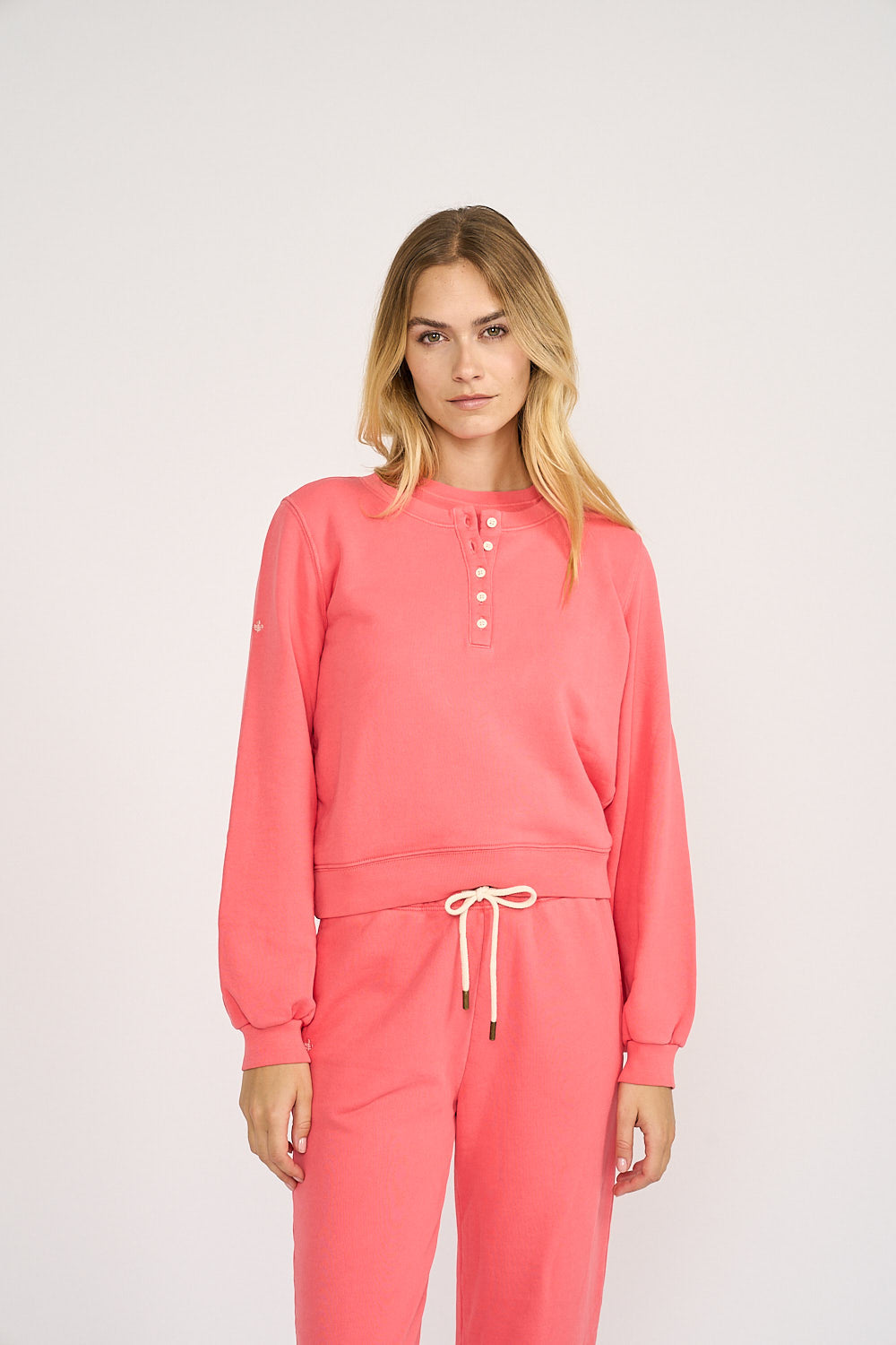 Vintage Terry Henley Sweatshirt - Coral
