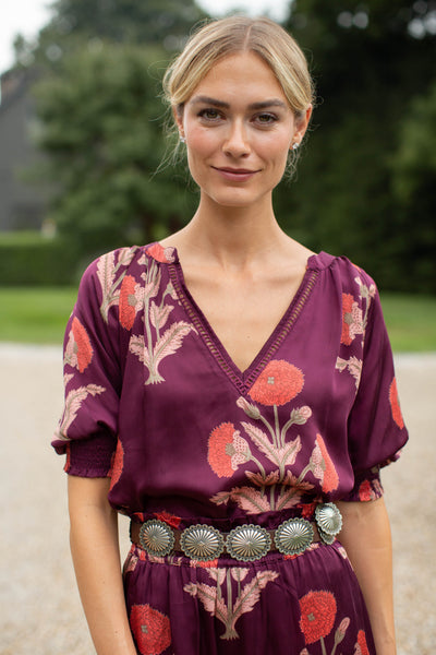 Wynona Top - Burgundy Zinnia