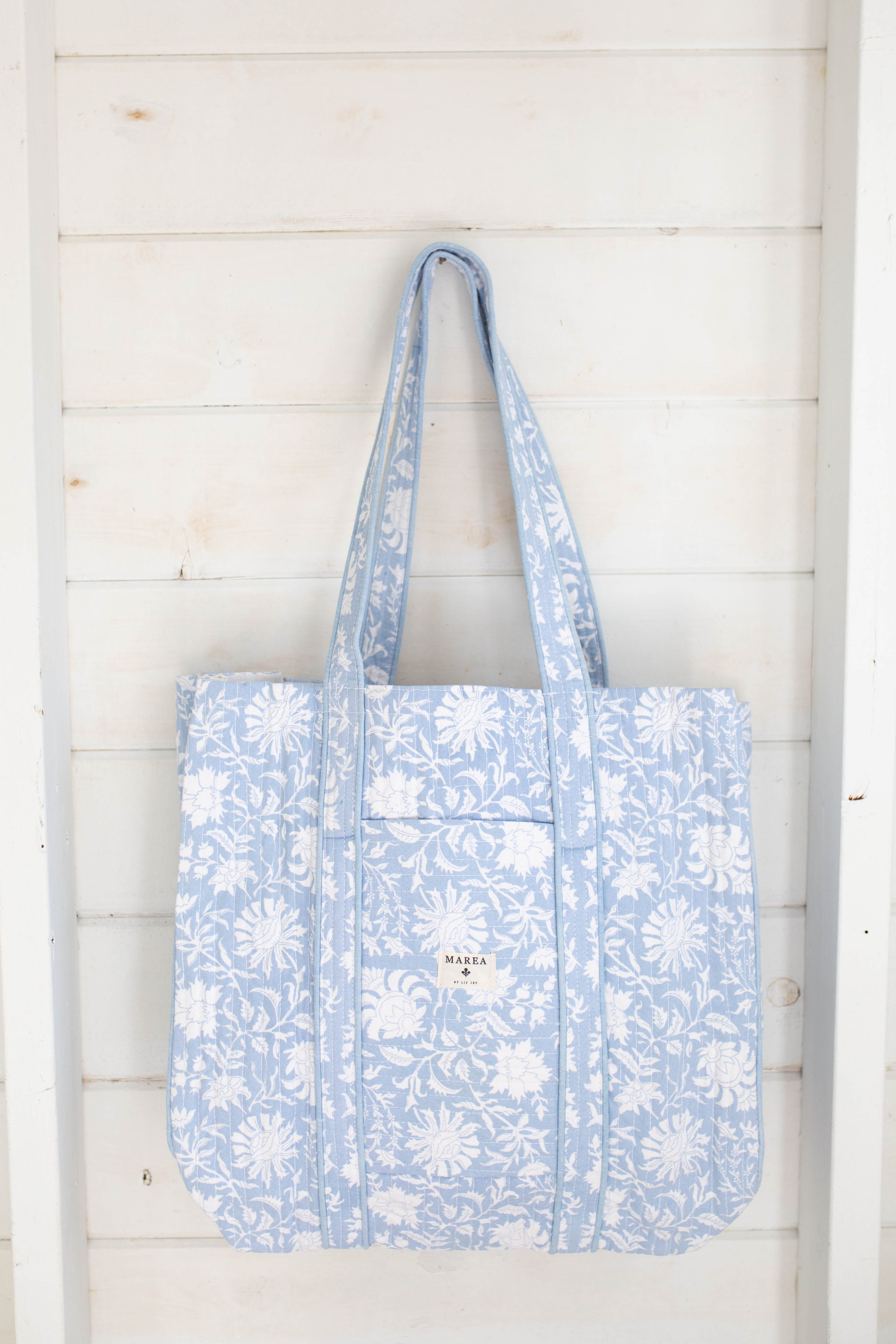 Carry All Tote Blue White Floral