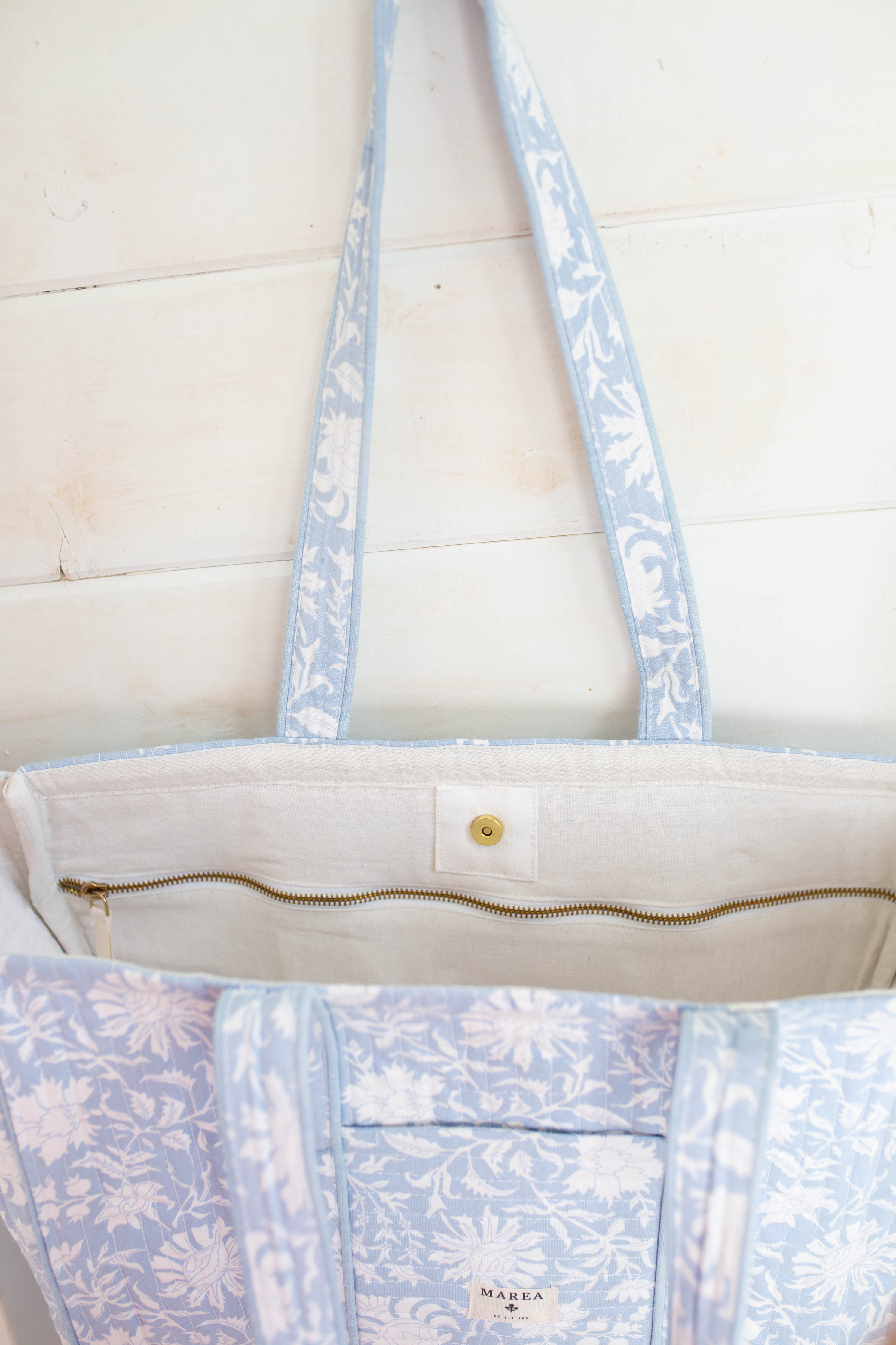 Carry All Tote - Blue White Floral – Marea by Liz Joy Carry All Tote - Blue White Floral – Marea by Liz Joy