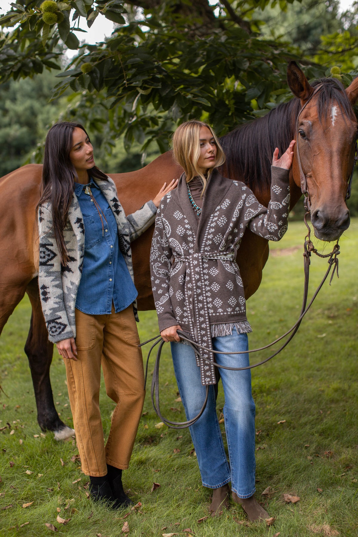 Marea Shawl Cardigan in Bandana Fringe - Taupe