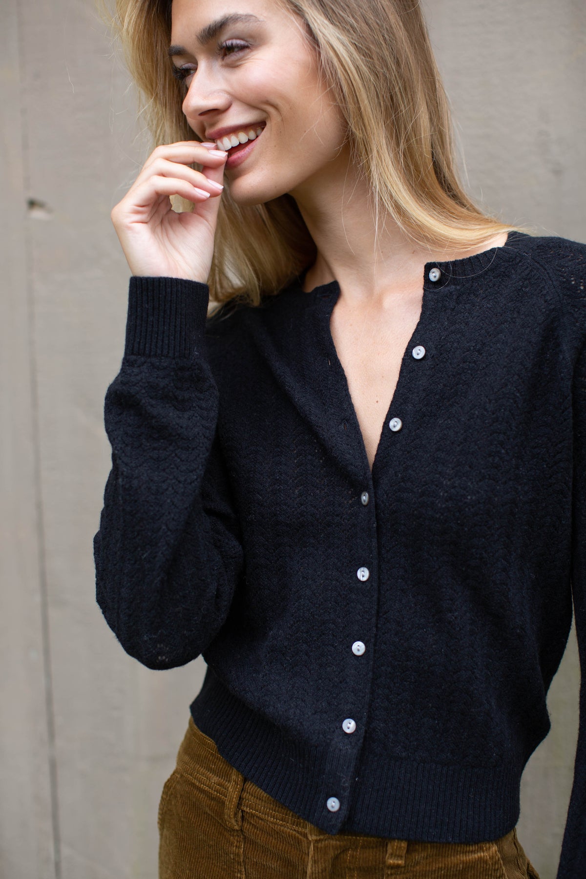 Camilla Pointelle Cardigan - Black