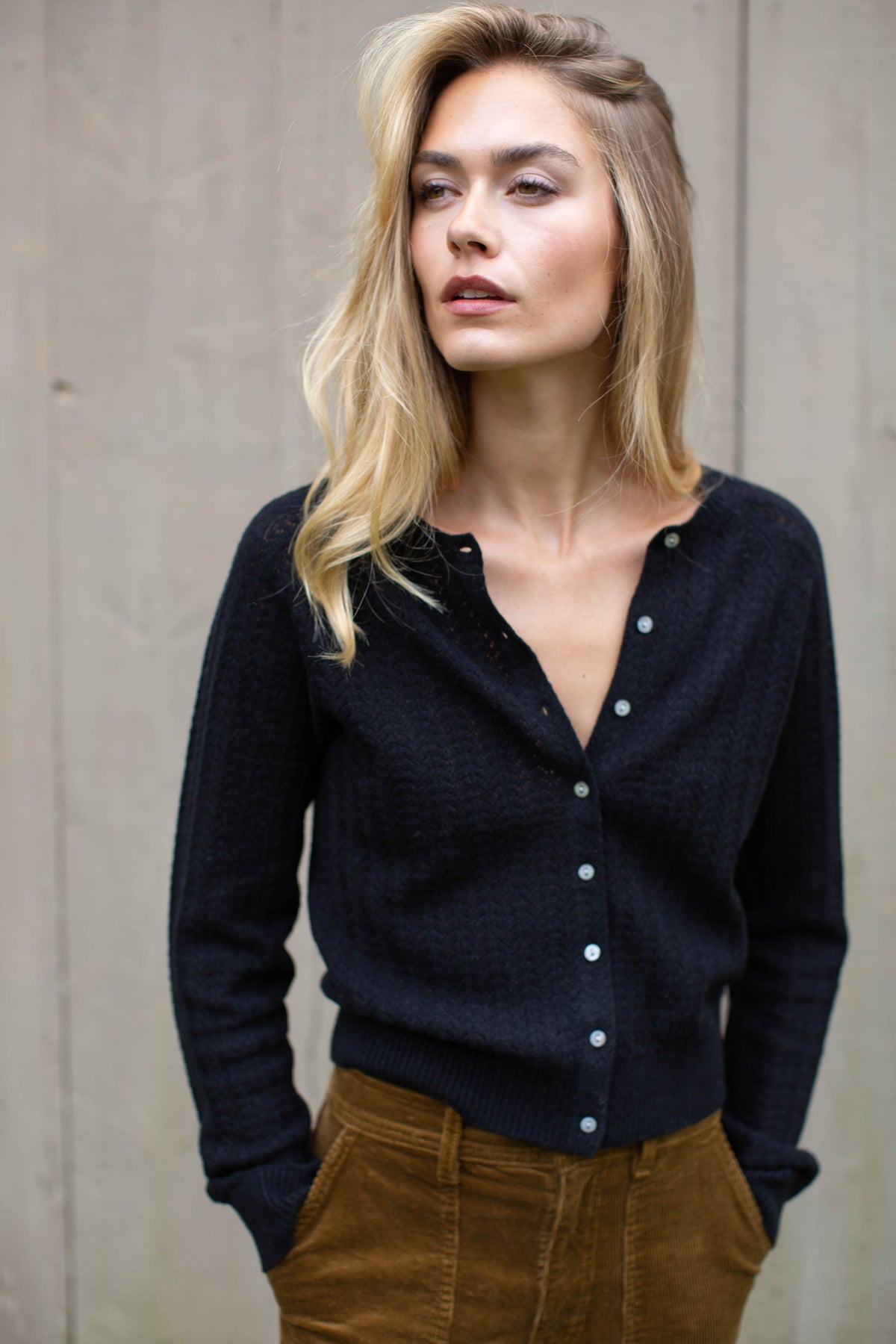 Camilla Pointelle Cardigan - Black