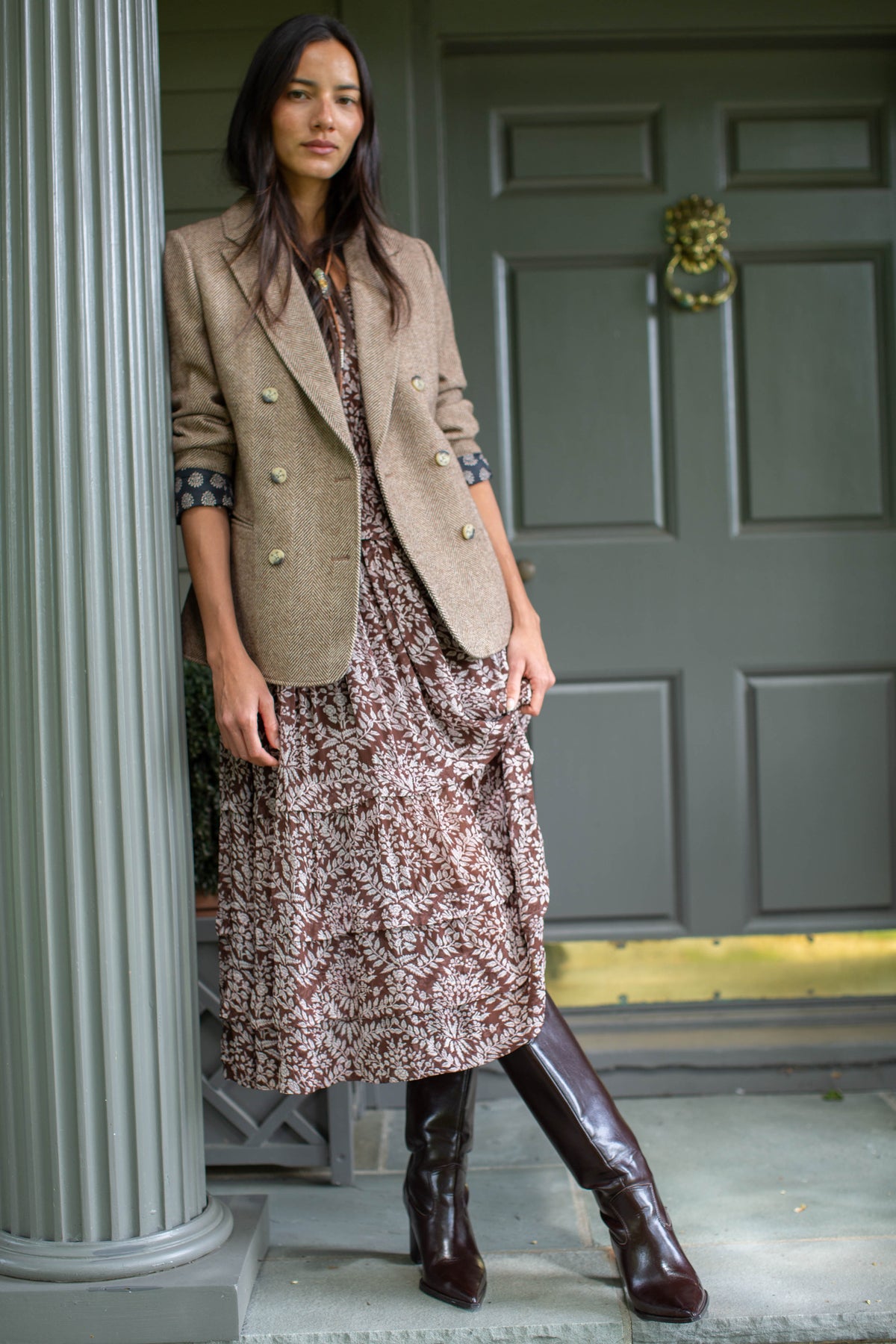 Herringbone Blazer - Chestnut