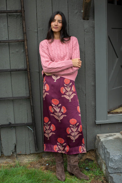 Lydia Maxi Skirt - Burgundy Zinnia