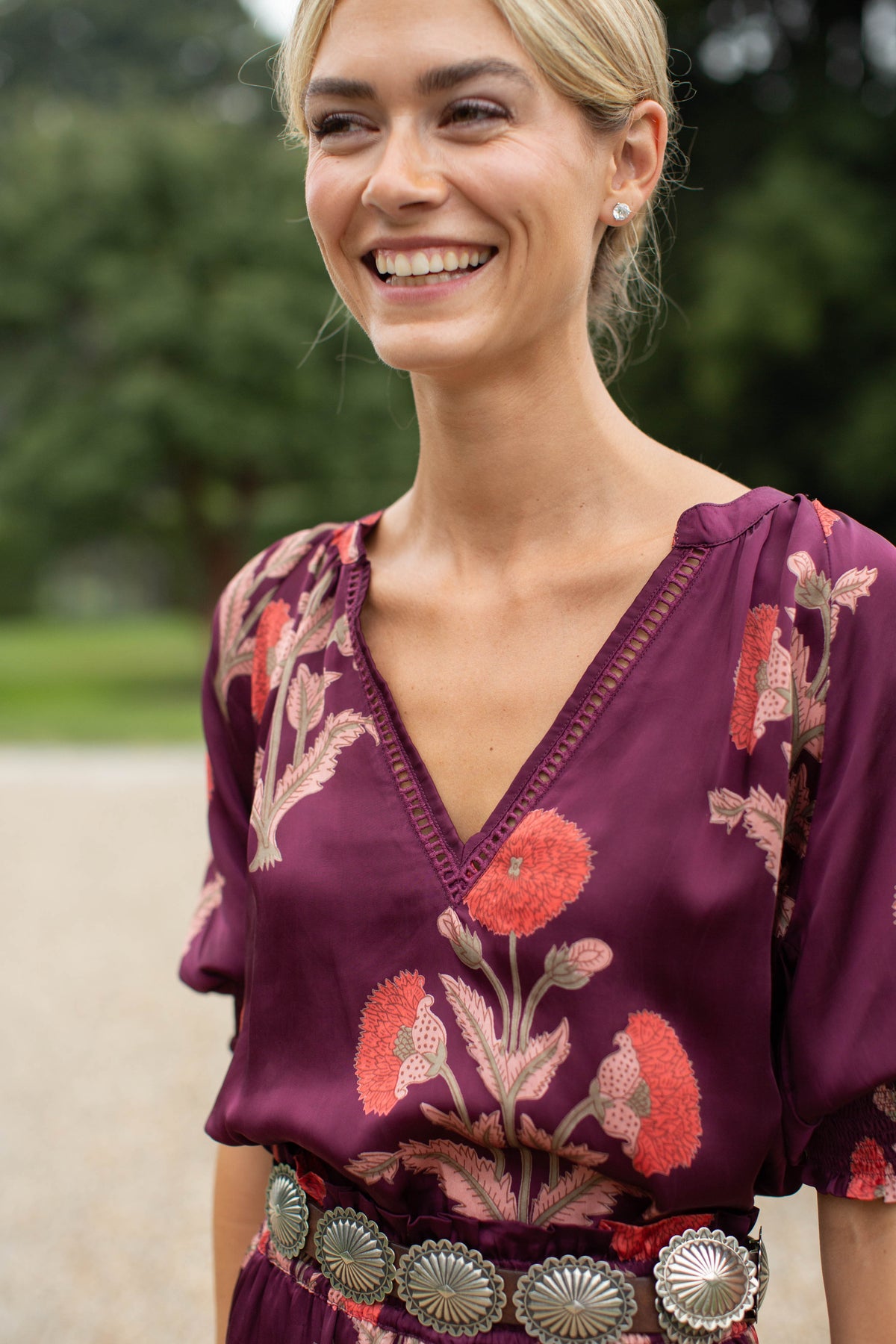 Wynona Top - Burgundy Zinnia