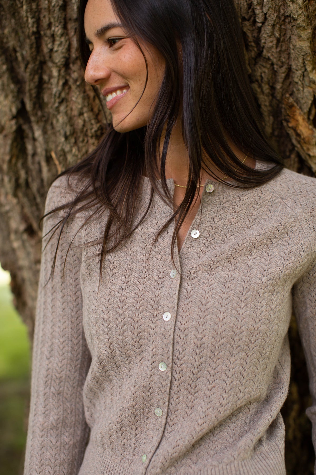 Camilla Pointelle Cardigan - Oatmeal Heather