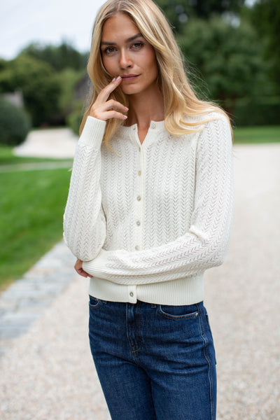 Camilla Pointelle Cardigan - Ivory