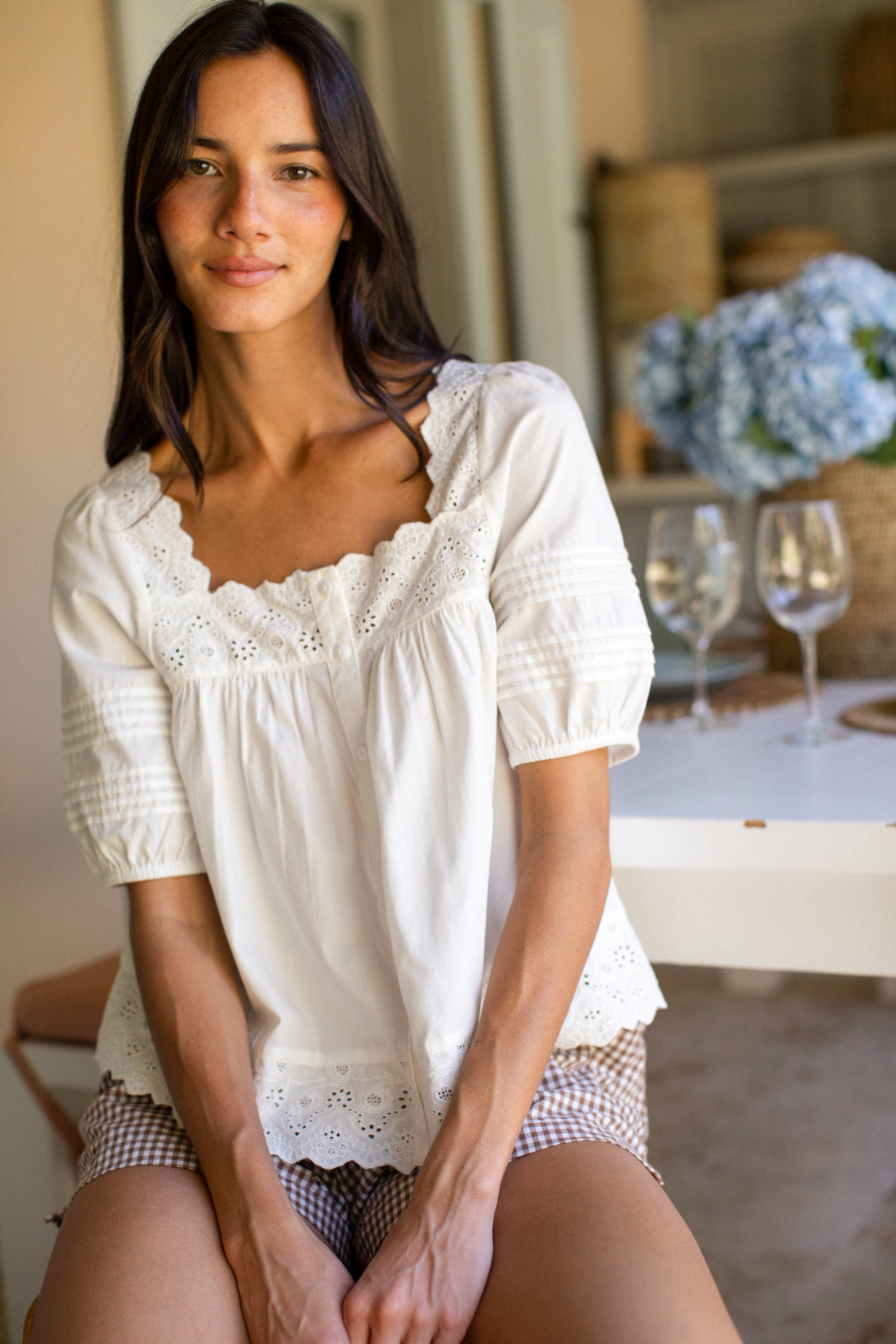 Liza Top - Shell Schiffli – Marea by Liz Joy
