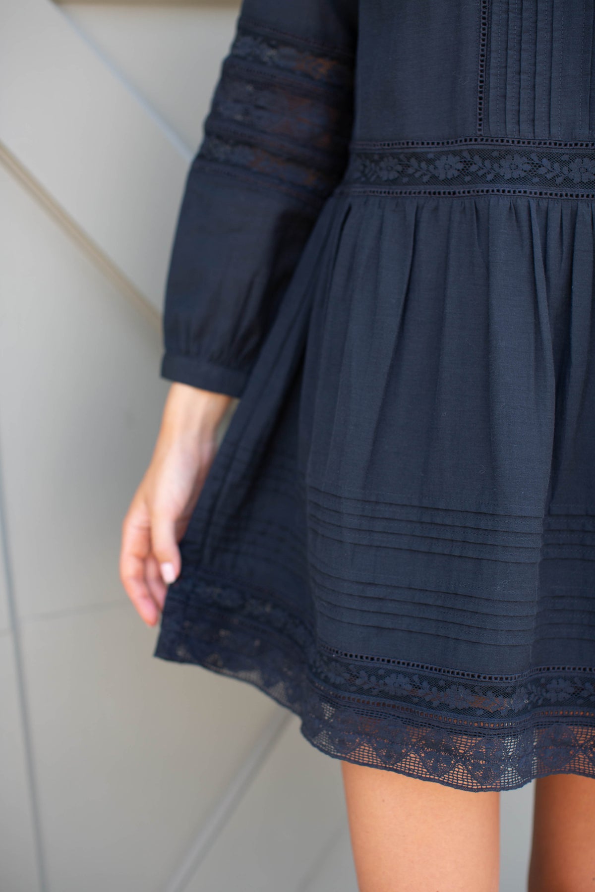 Daisy Cotton Lace Dress - Black
