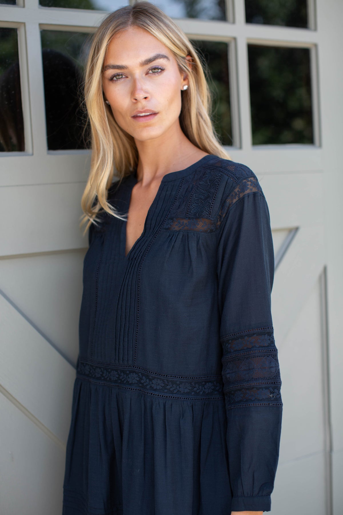 Daisy Cotton Lace Dress - Black
