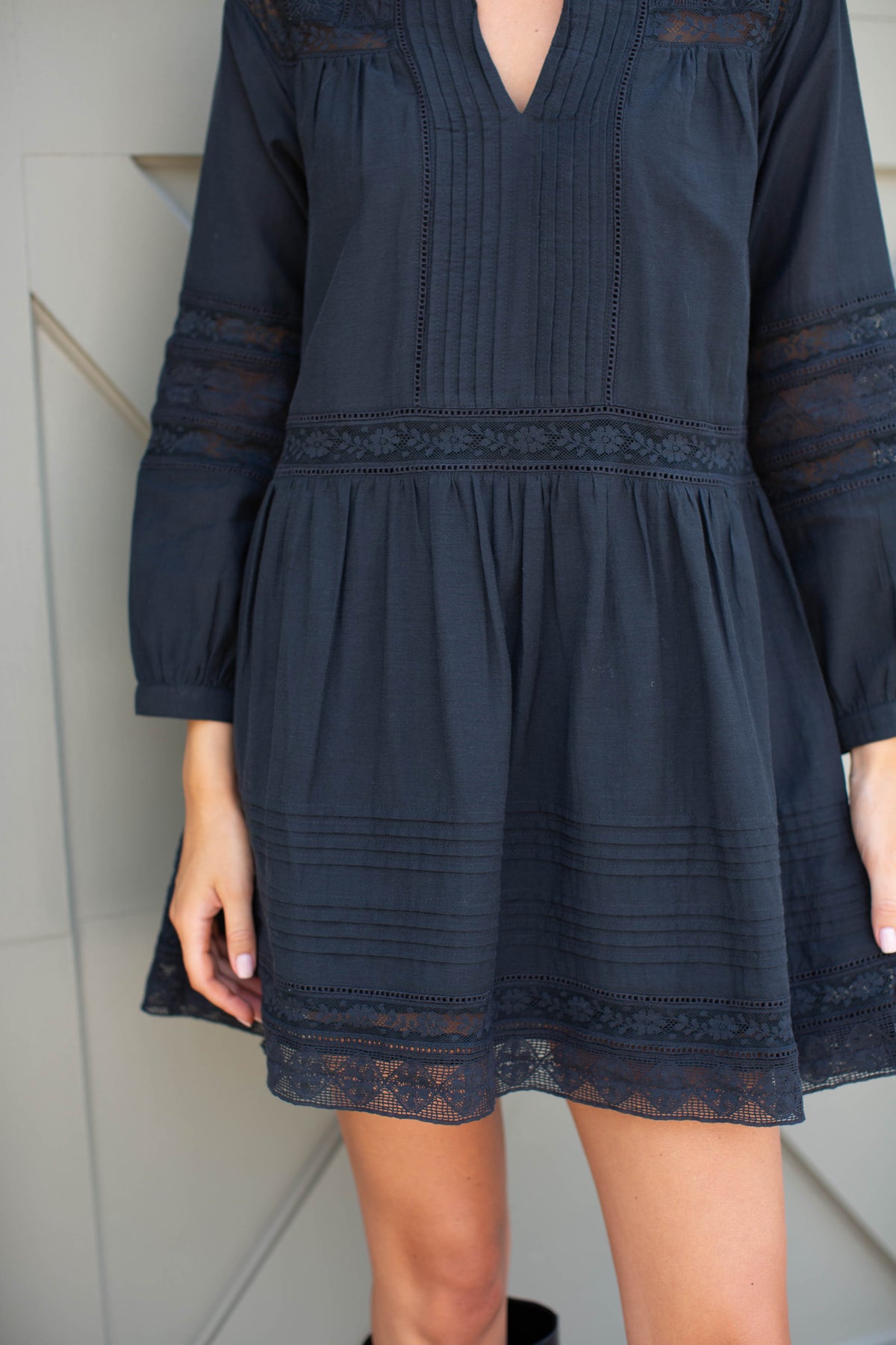 Daisy Cotton Lace Dress - Black