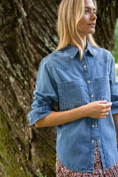Denim Western Shirt - Dark Wash