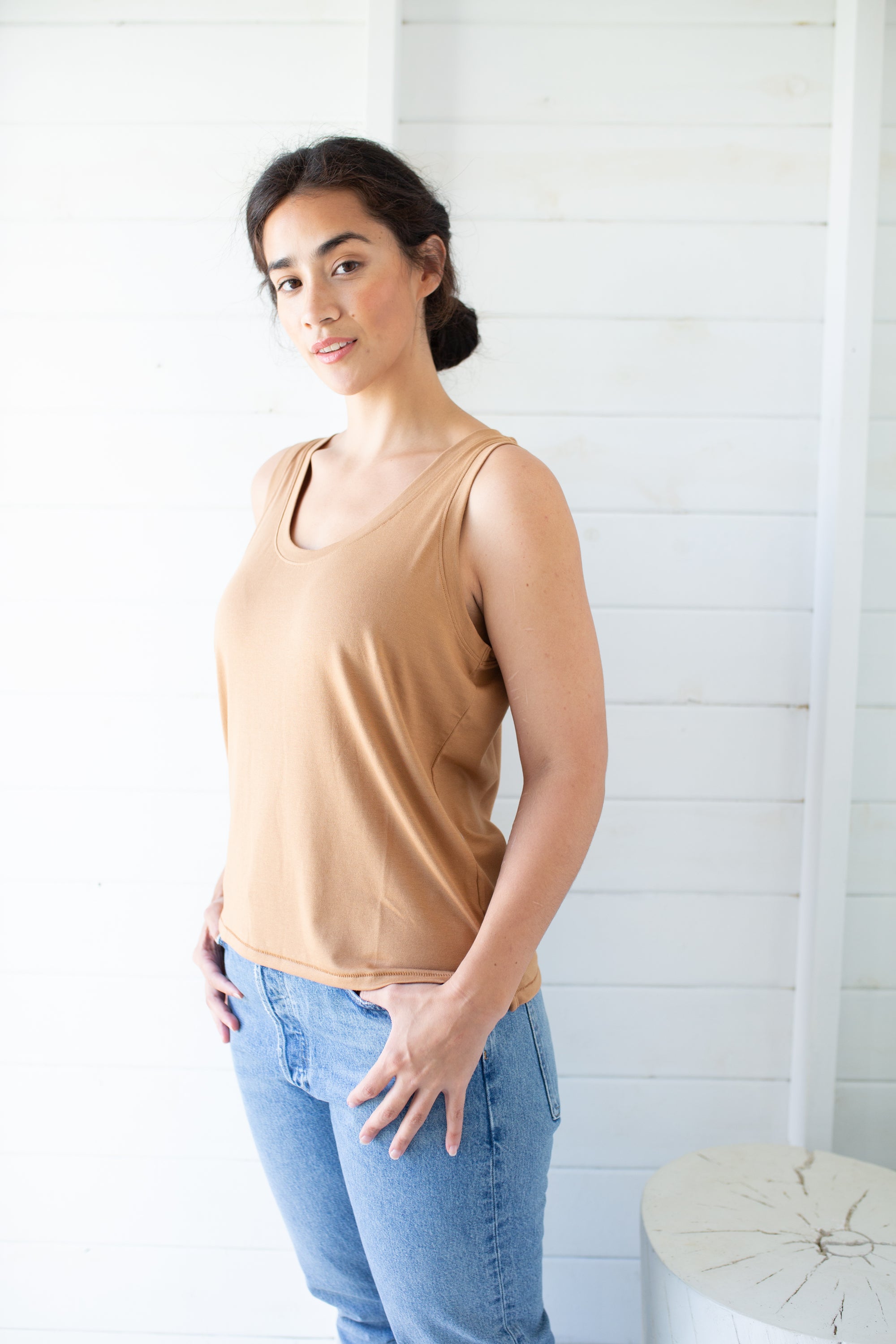 Soft Tee Scoop Tank - Camel