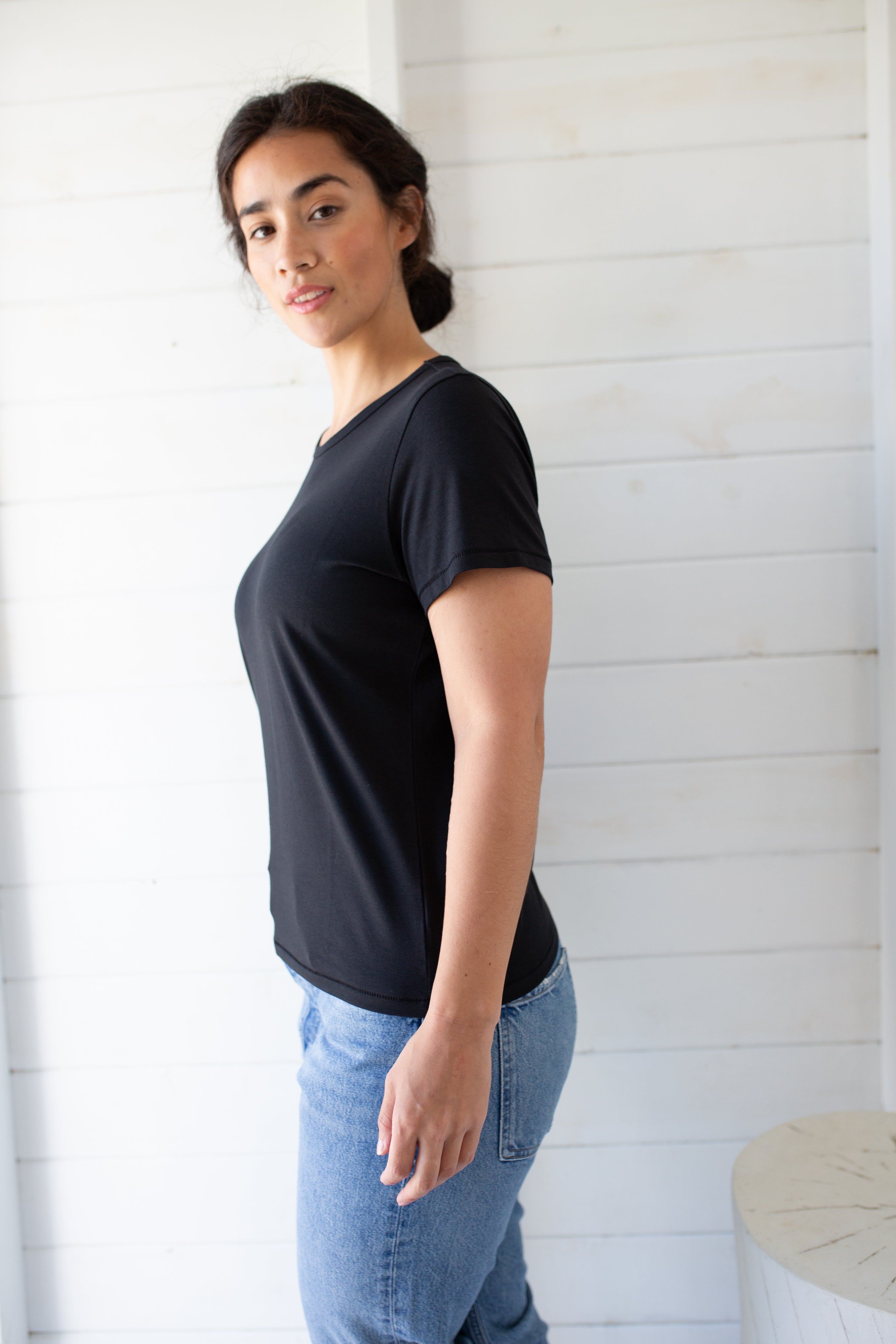 Short Sleeve Fitted Crew Tee - Black