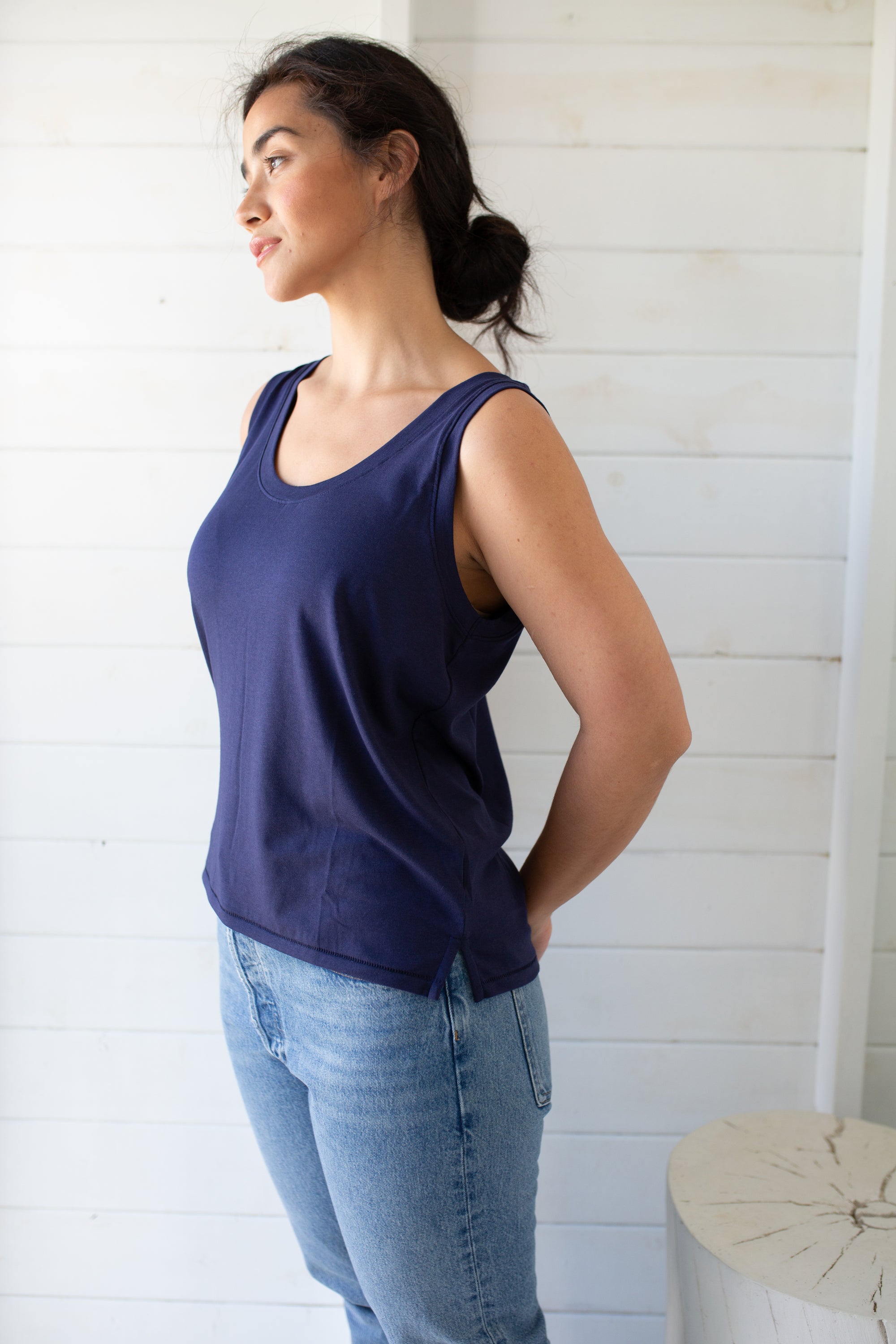 Soft Tee Scoop Tank - Evening Blue