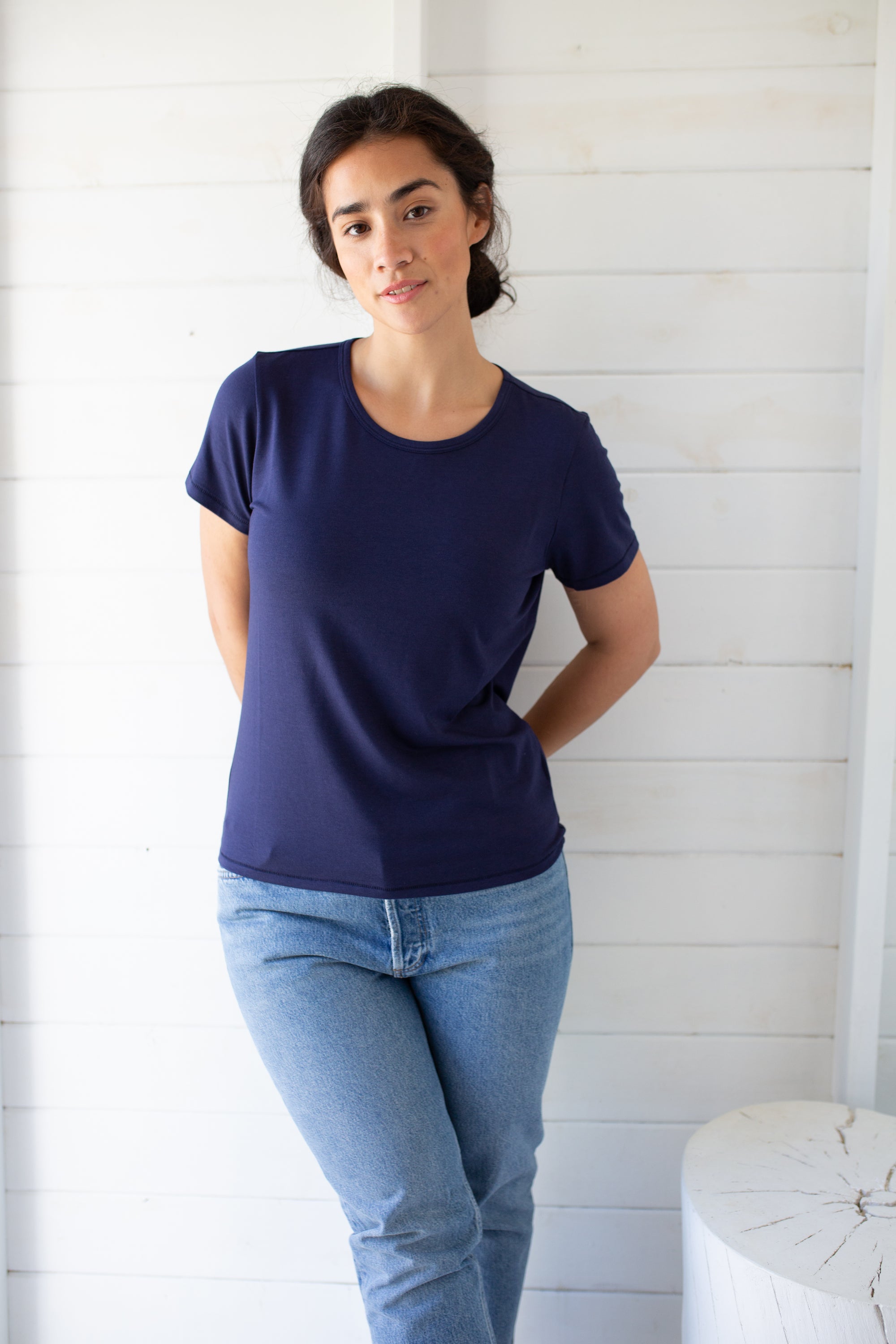 Short Sleeve Fitted Crew Tee - Evening Blue