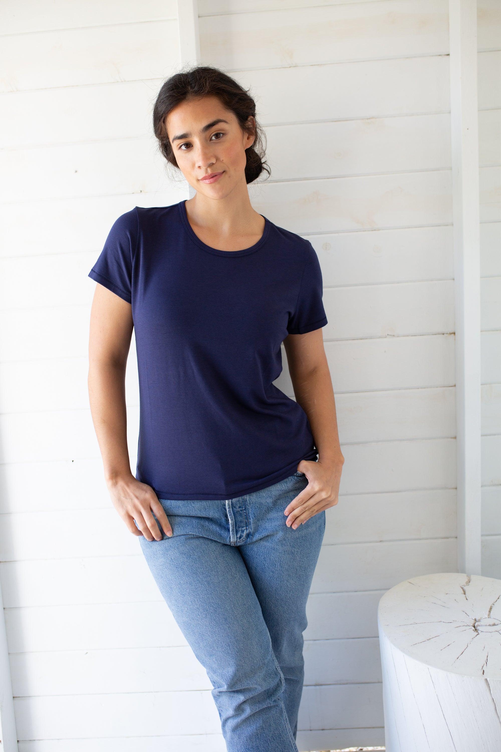 Short Sleeve Fitted Crew Tee - Evening Blue