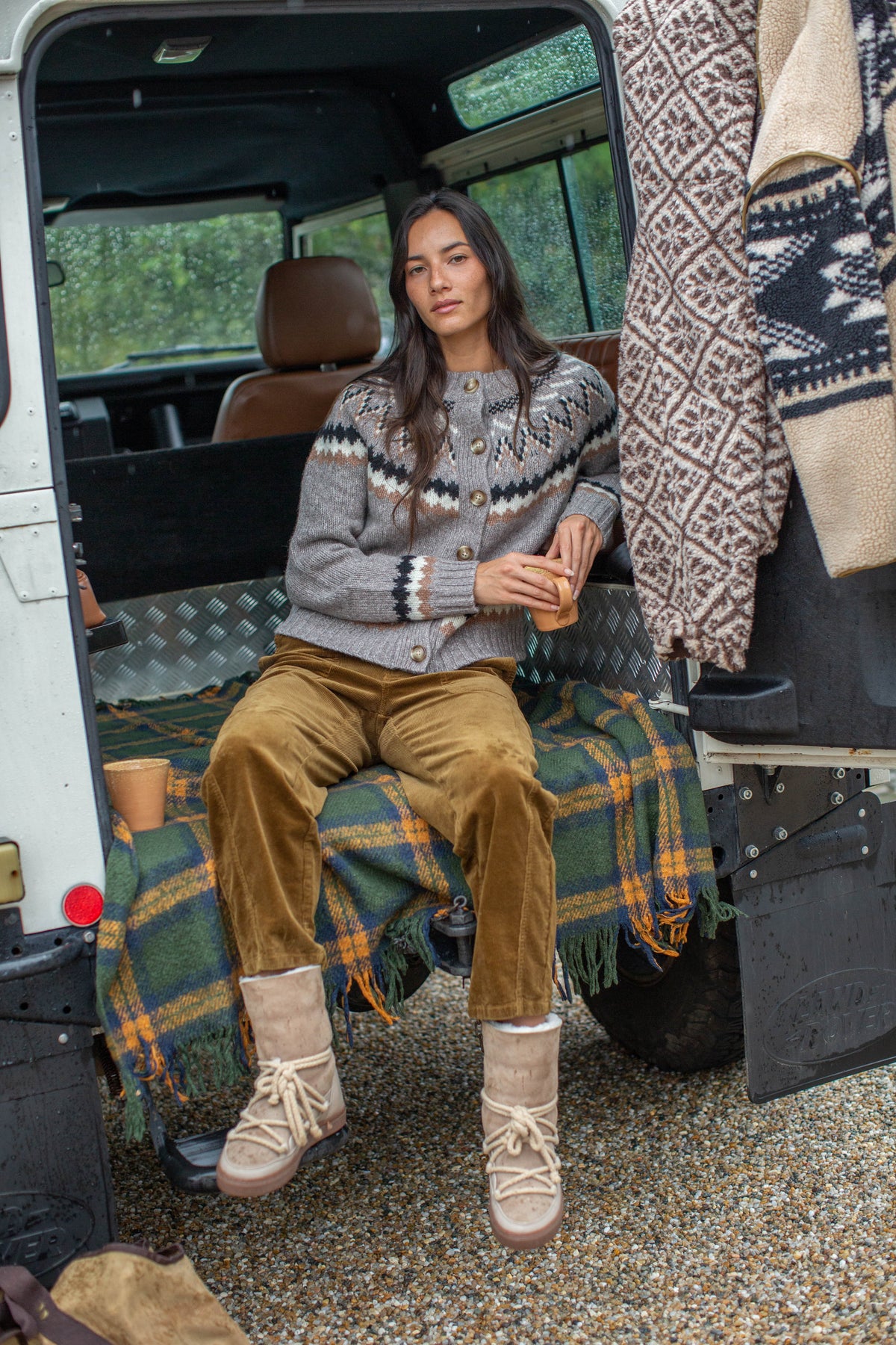 New England Fair Isle Cardigan - Mushroom Heather