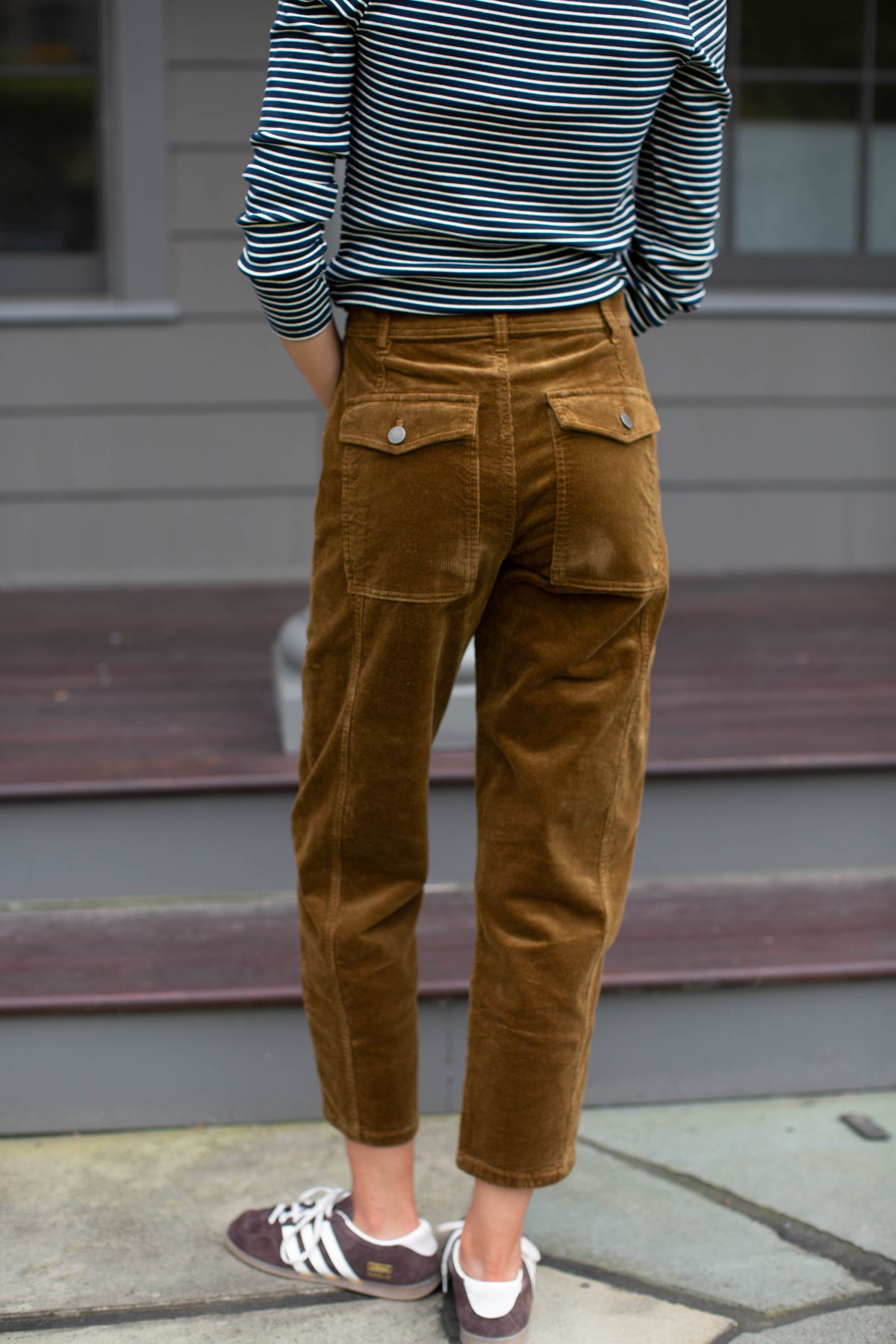 Meade Corduroy High Rise Barrel Pant - Moss