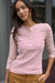 Puff Sleeve Cotton Henley - Ivory/Burgundy Stripe