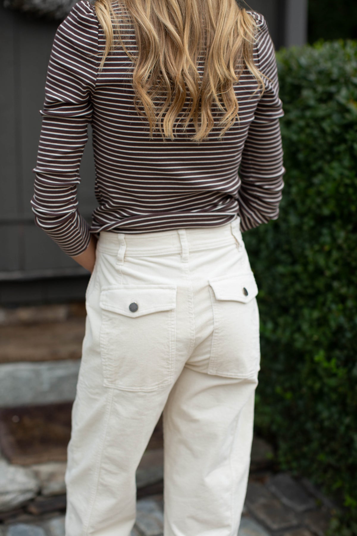Meade Corduroy High Rise Barrel Pant - Ivory