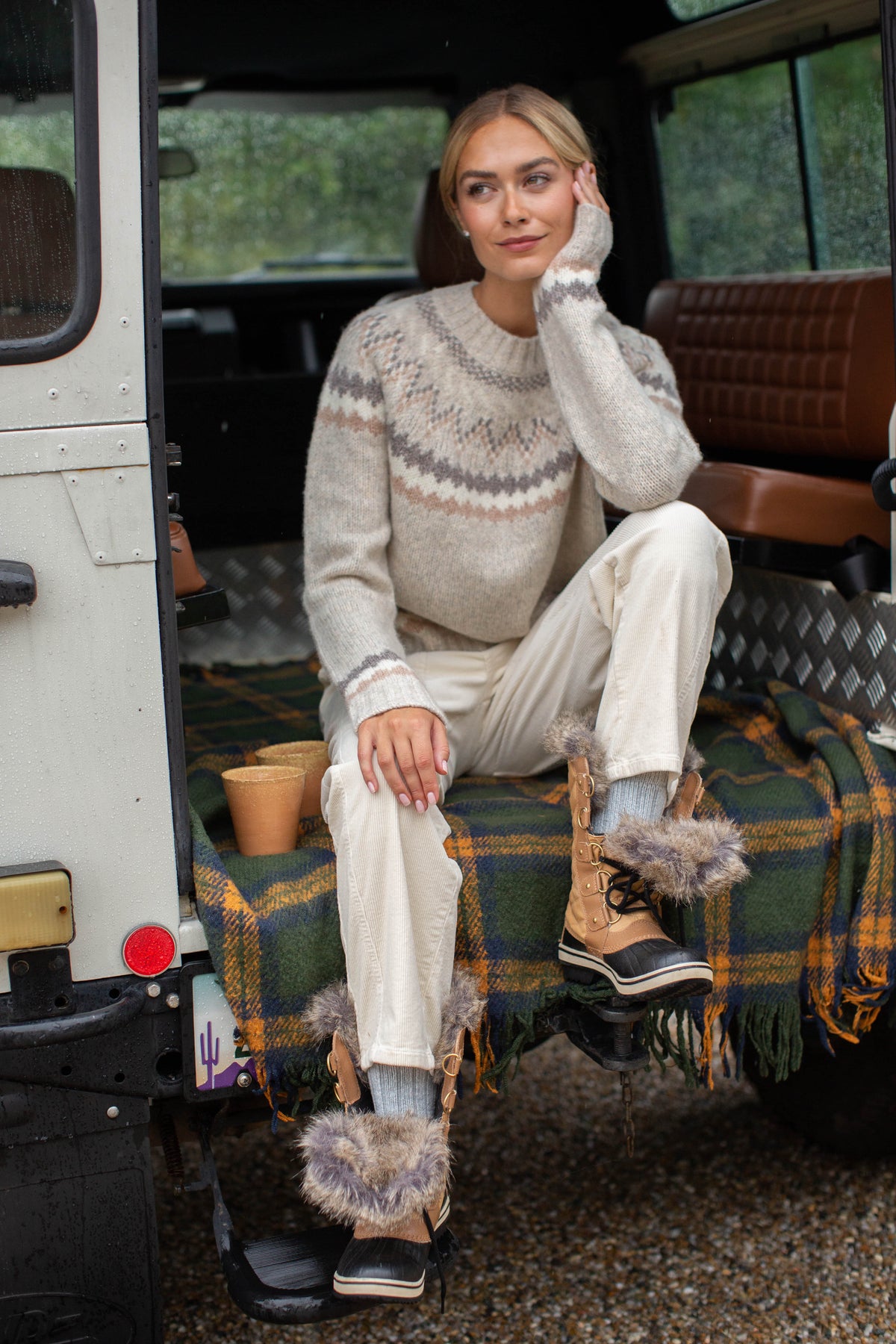 New England Fair Isle Crew - Ivory Heather