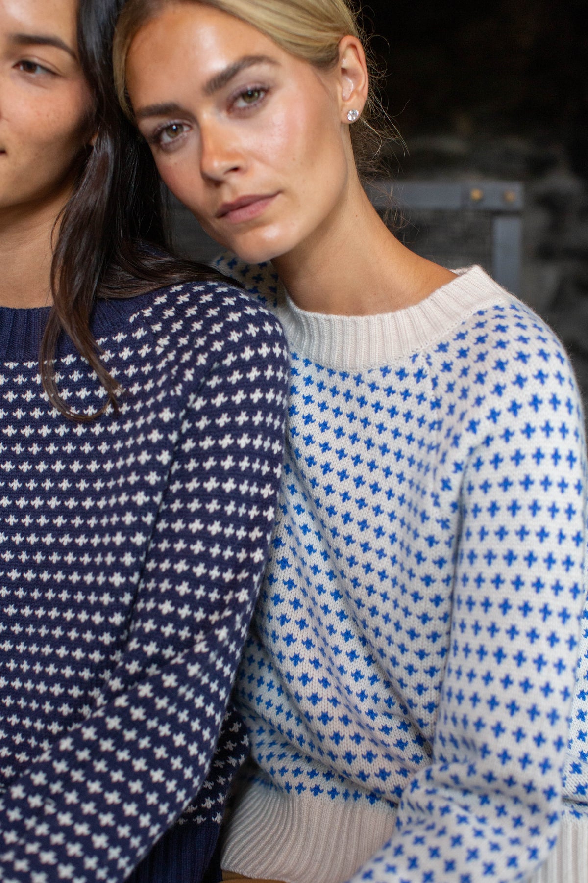 Lodge Sweater - Ivory/Blue Birdseye