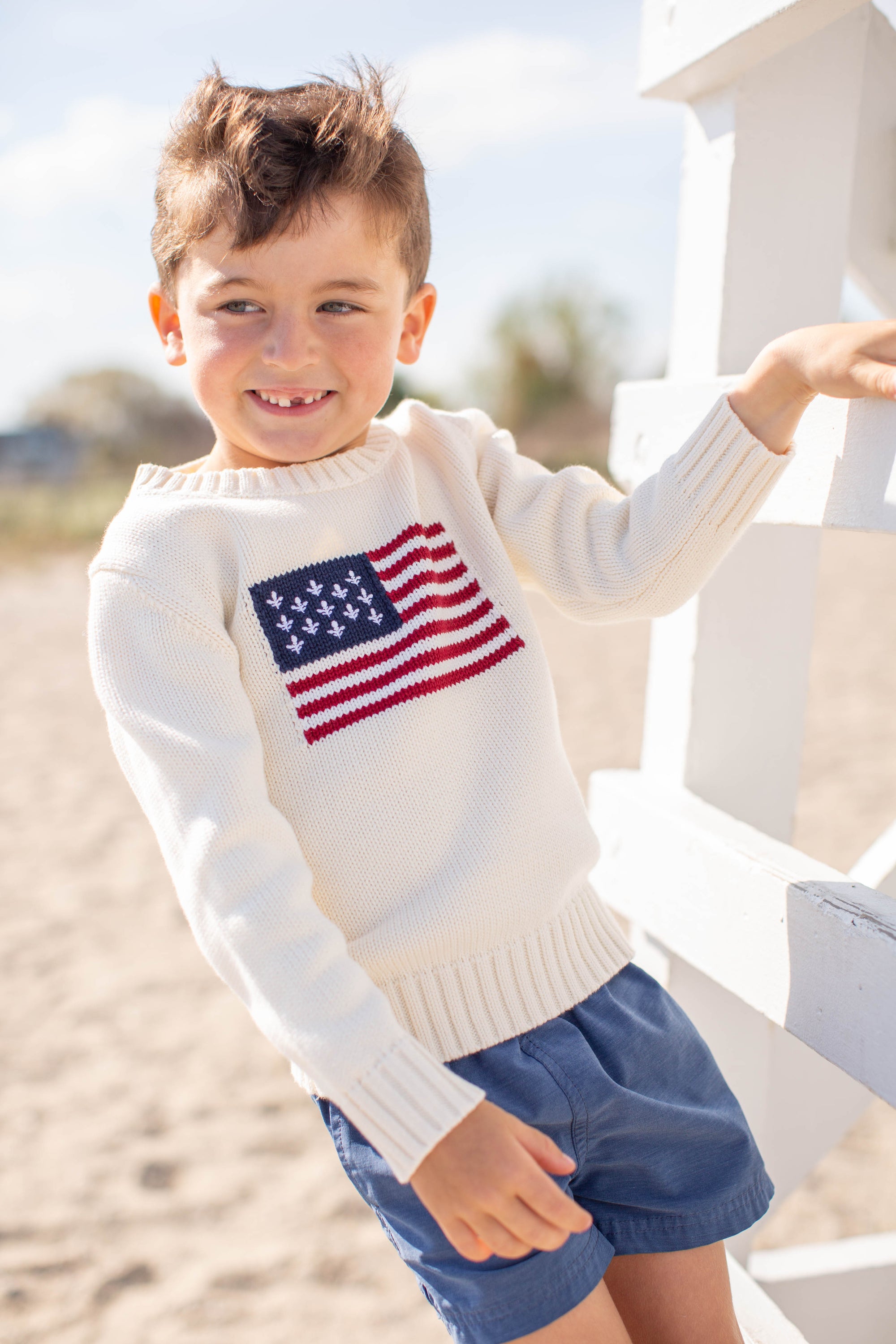 Kids Marea Flag Sweater - Ivory