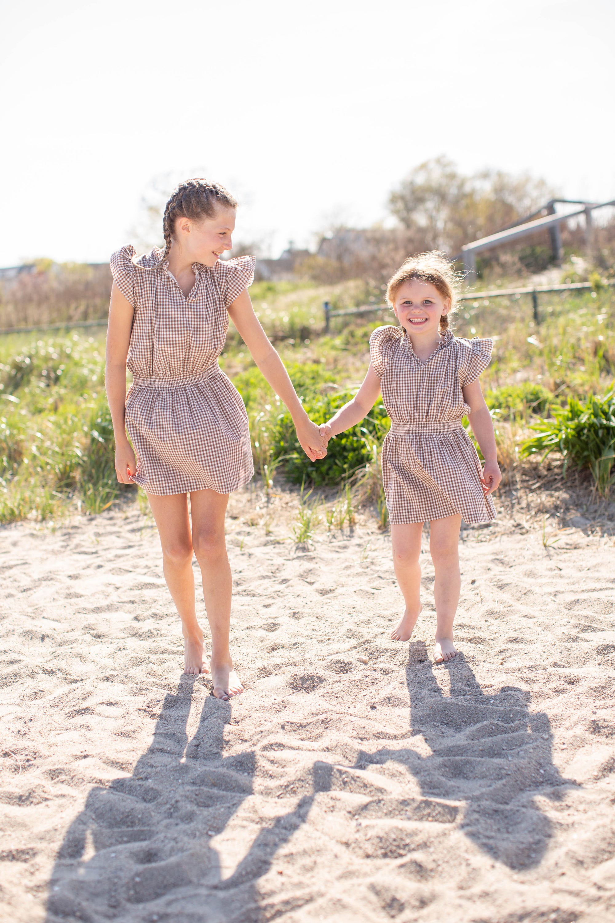 Girls Liz Dress - Mocha Mini Gingham