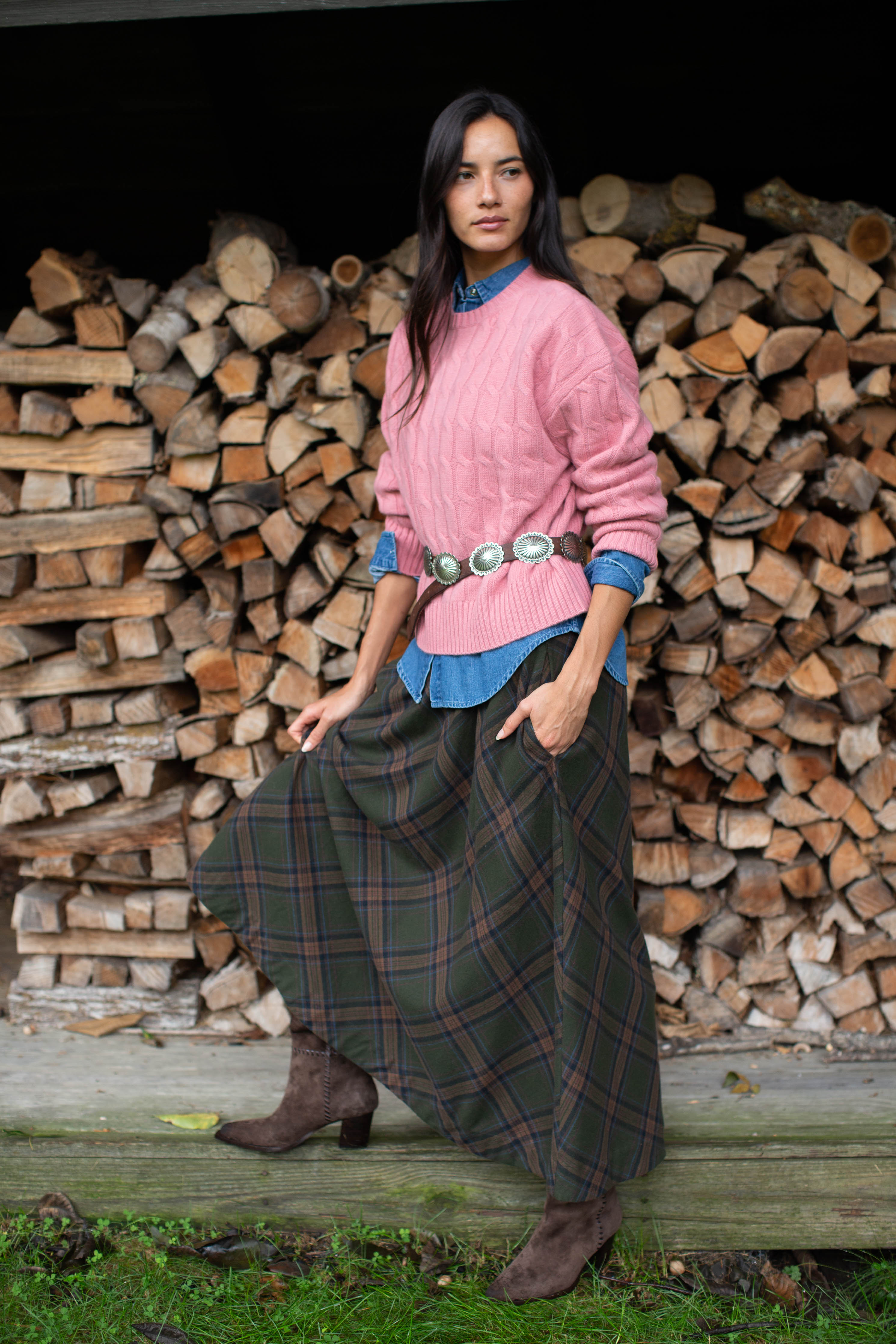Charlotte Skirt - Hunter Plaid – Marea by Liz Joy