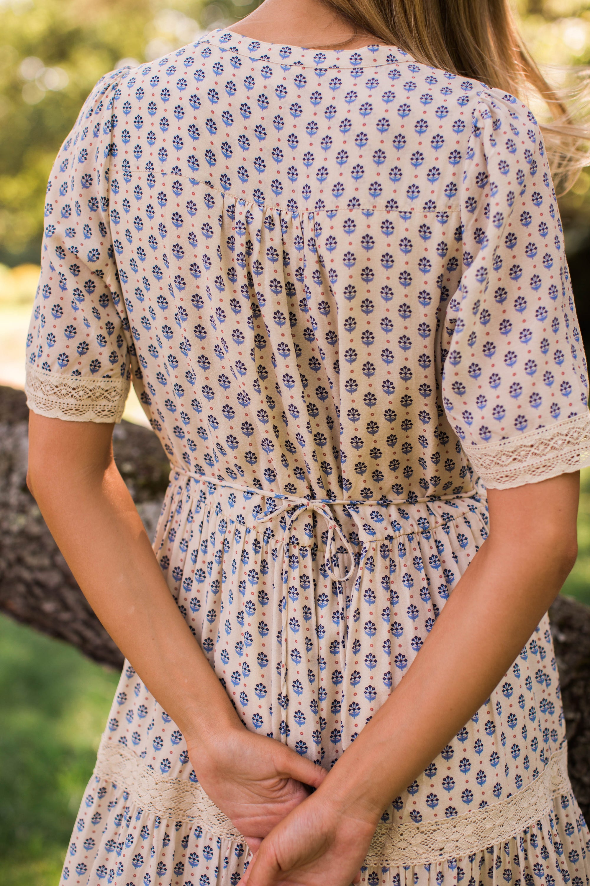 Eve Cotton Midi Dress - Blue Mini Petunia