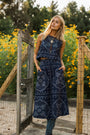 Lydia Cotton Midi Skirt - Navy Bandana