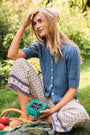 Leah Pointelle Cardigan - Indigo