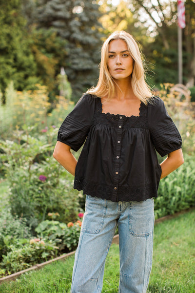 Liza Schiffli Eyelet Top - Black – Marea by Liz Joy