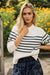 Millie Cotton Rollneck Sweater - Ivory/Navy Stripe