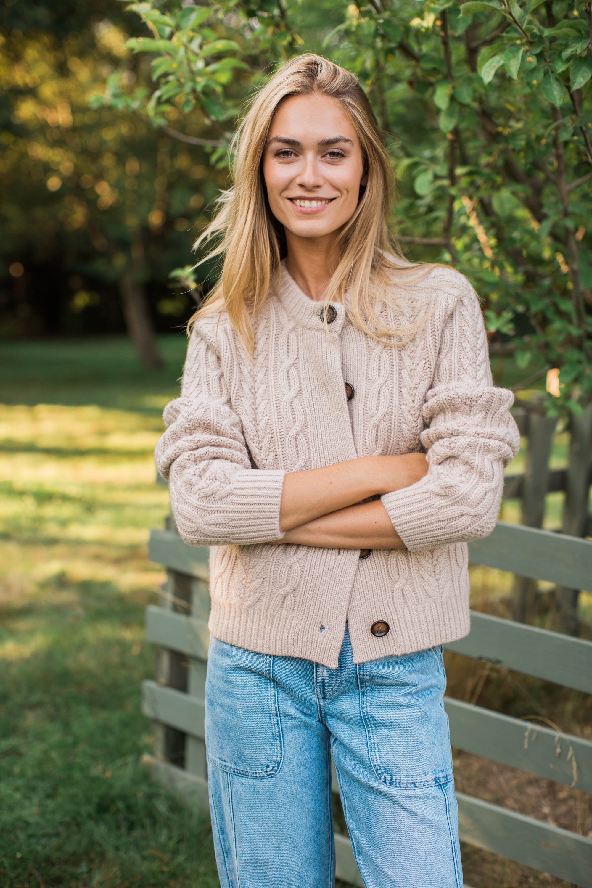 Amalie Cashmere Cardigan - Oatmeal