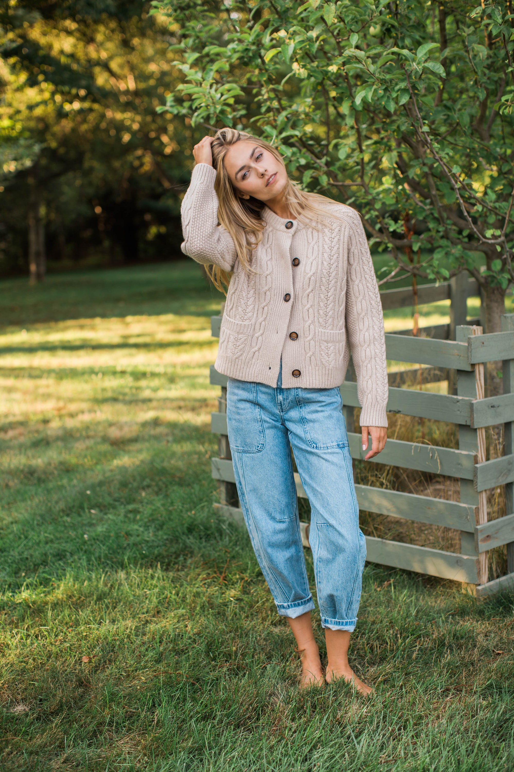 Amalie Cashmere Cardigan - Oatmeal