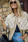Crochet Cotton Shawl - Ivory Floral