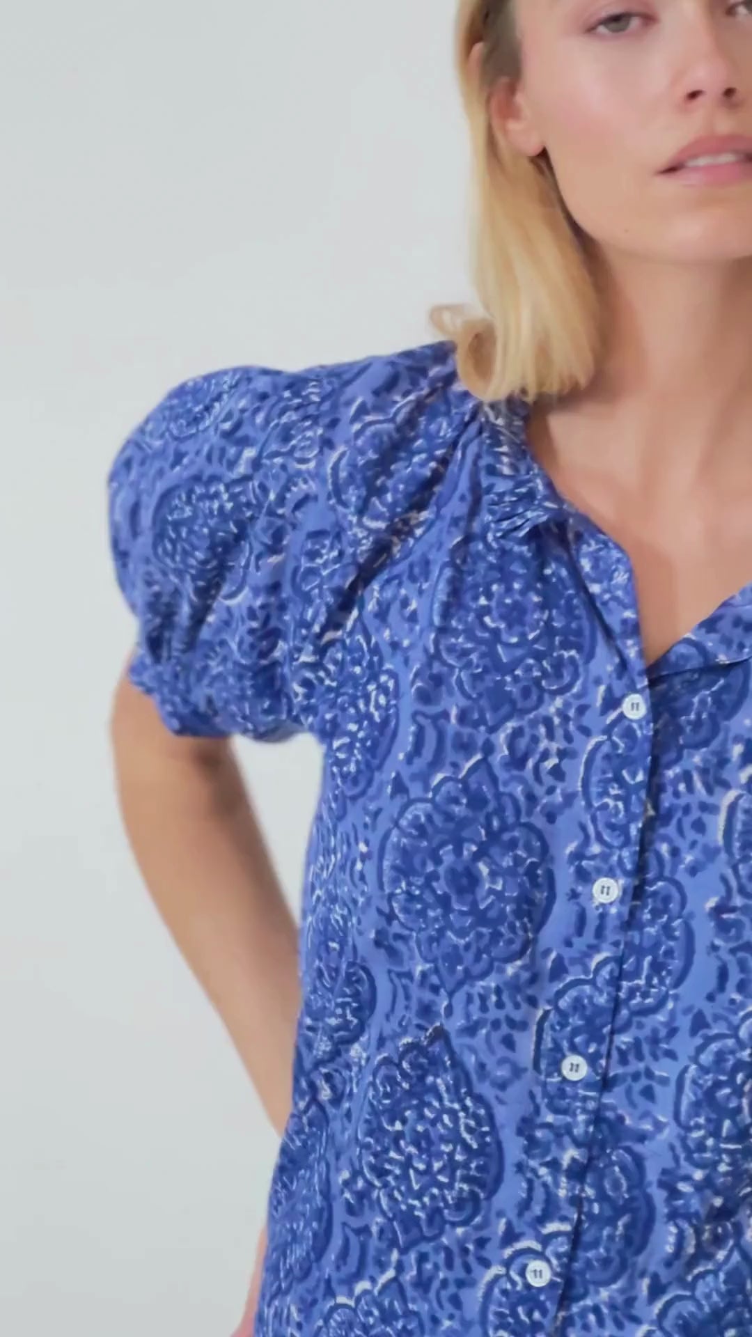 Abby Ruffle Top - Delft Blue – Marea by Liz Joy