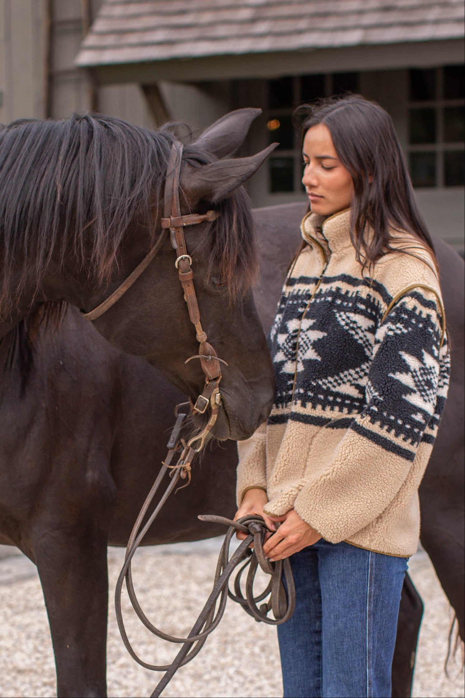 PRE-ORDER Dakota Sherpa Jacket - Heritage Jacquard – Marea by Liz Joy