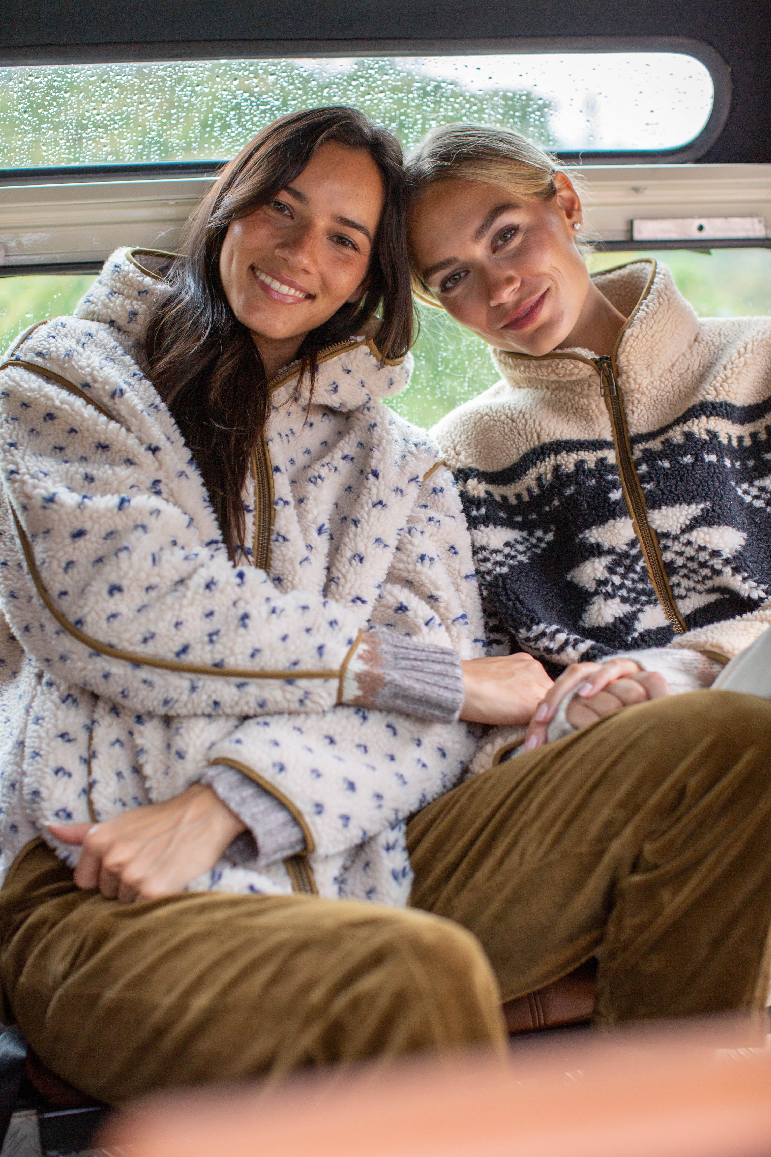 Hooded Sherpa Jacket - Ivory/Blue Birdseye – Marea by Liz Joy