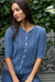 Leah Pointelle Cardigan - Indigo
