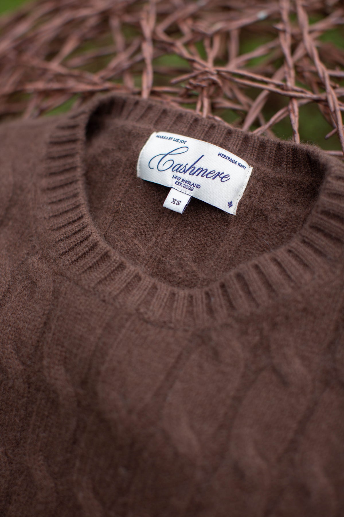 Slouchy Cable Knit Cashmere Sweater - Chocolate