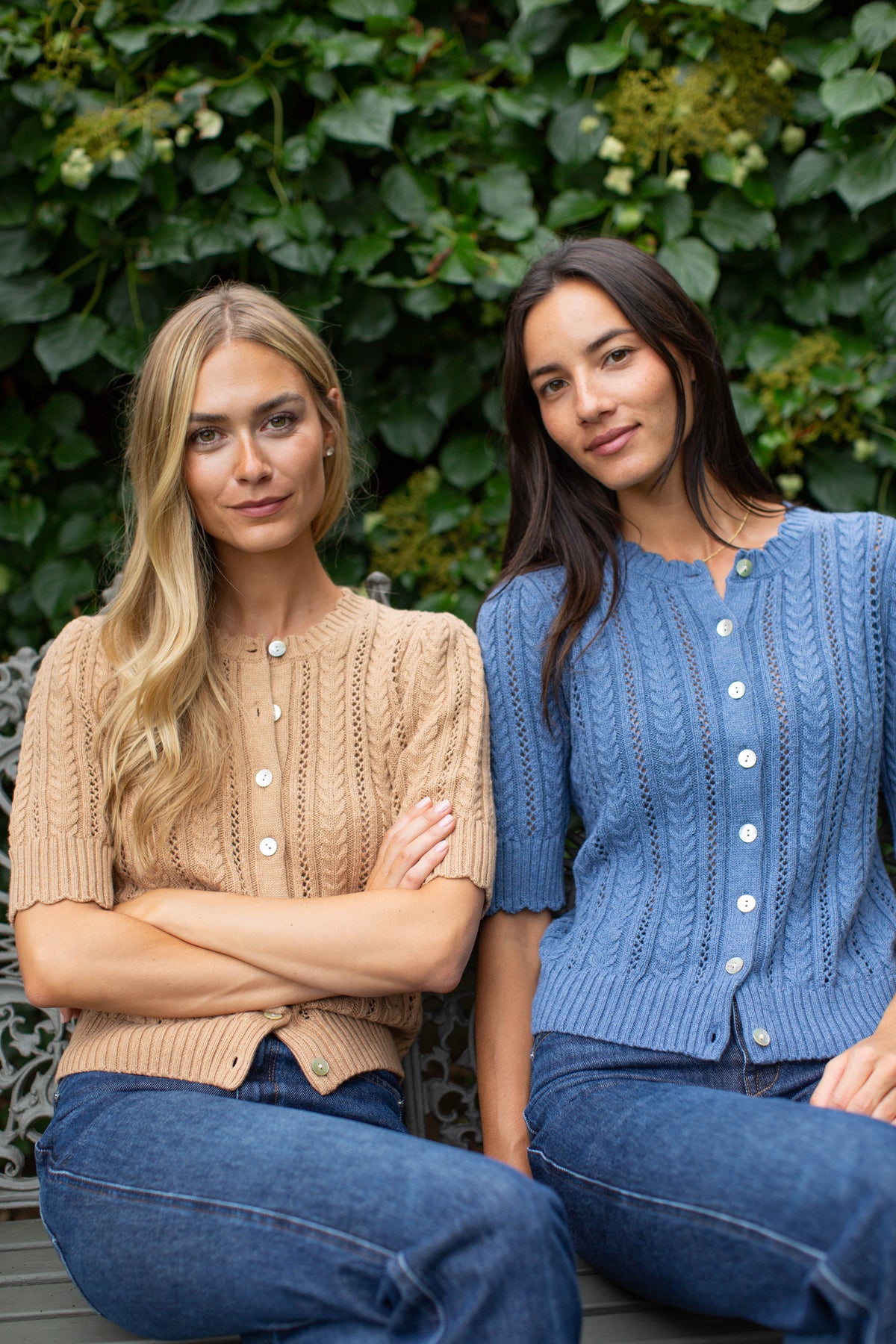 Leah Pointelle Cardigan - Indigo