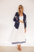 Charlotte Skirt - White with Navy Trim