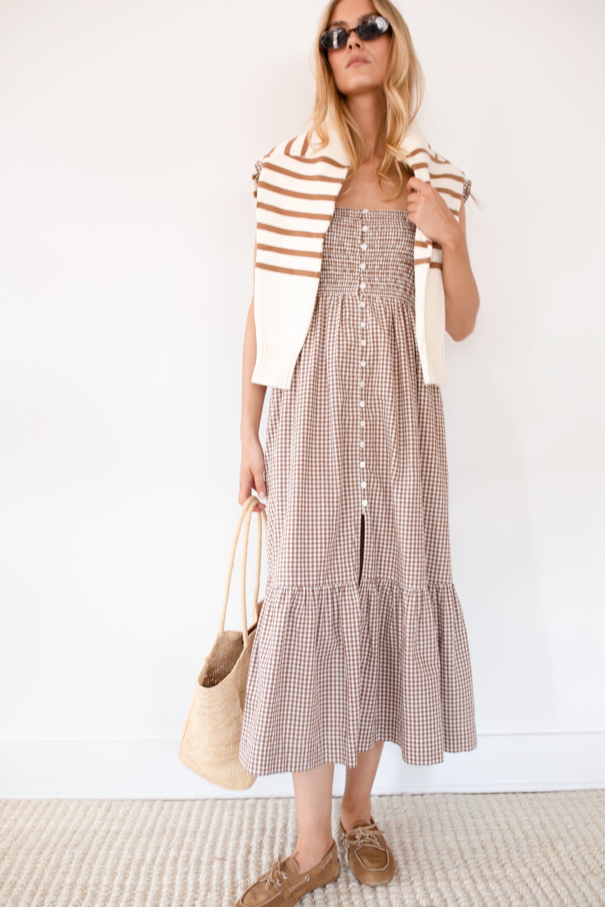 Celine Dress - Mocha Mini Gingham